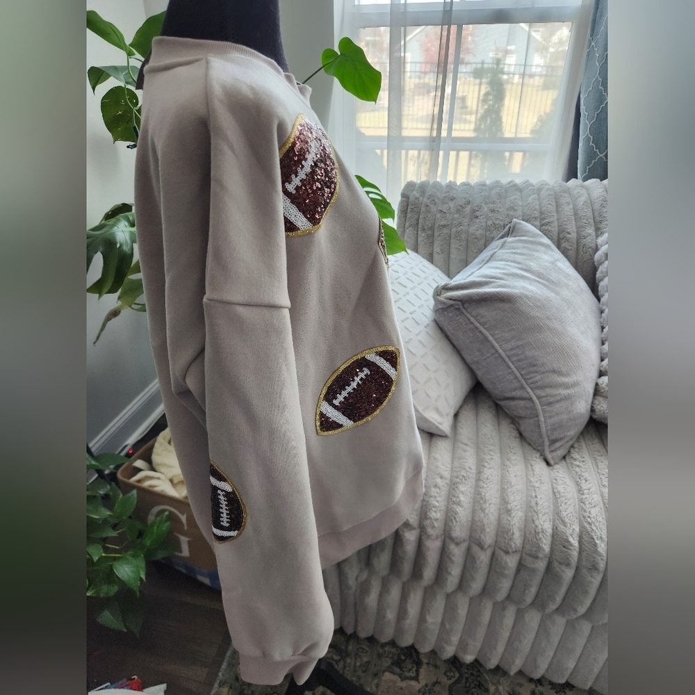 Kirklands Football Motif Sweater - Gray and Brown - Picture 6 of 9